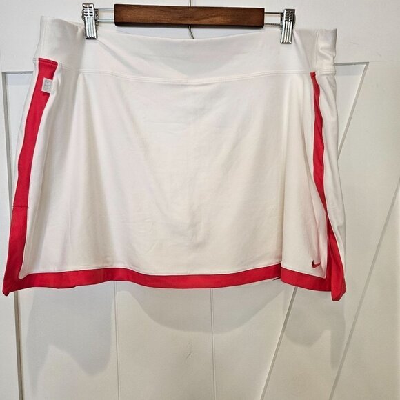 Nike 'Border' Dri-FIT Tennis Skirt Skort White Pink Border Knit A-Line Size 1X - Picture 1 of 12
